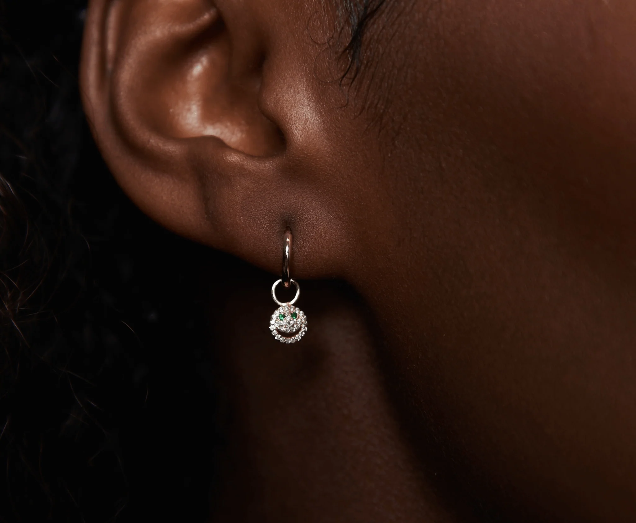THE PAVÉ HAPPY FACE DROP EARRINGS - Image 4