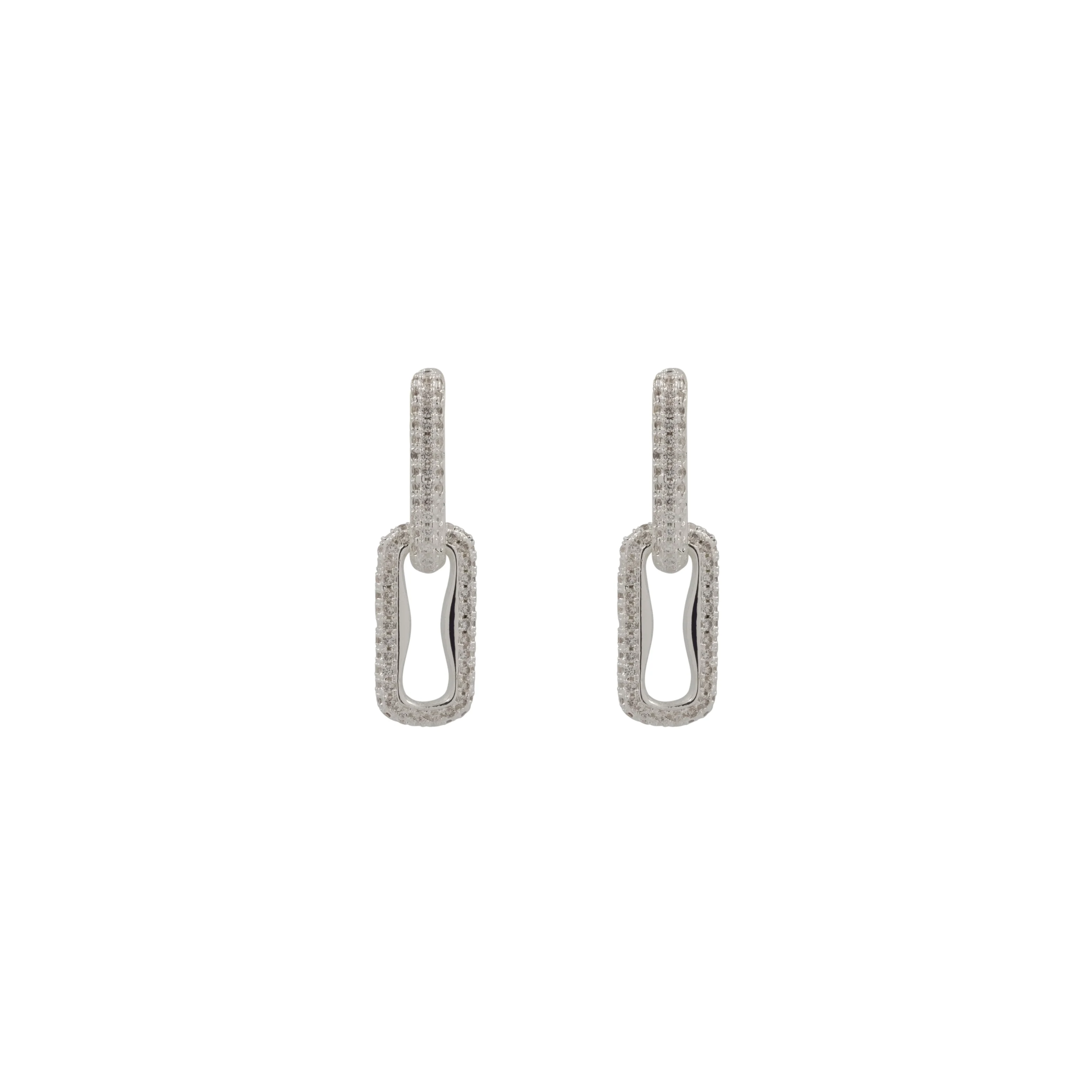 THE PAVÉ PAPERCLIP DROP EARRINGS - Image 4